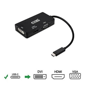 CONVERSOR NANOCABLE USB-C PARA VGA/DVI/HDMI USB-C/M-VGA/H-DVI/H-HDMI/H PRETO 10 CM