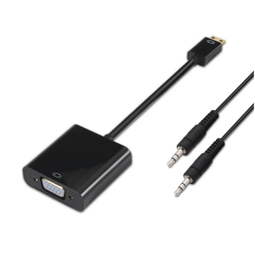 ADAPTADOR MINI HDMI A VGA + JACK 3.5 AISENS - NEGRO ADAPTADOR MINI HDMI A VGA + JACK 3.5 AISENS - NEGRO