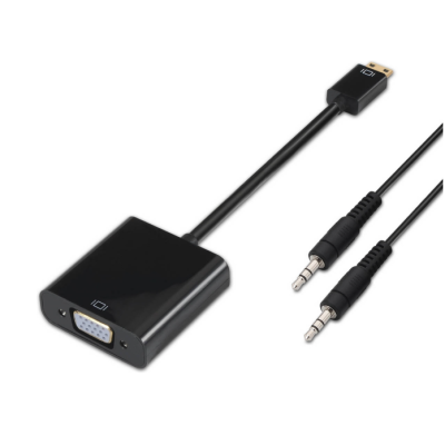 ADAPTADOR MINI HDMI PARA VGA + JACK 3.5 AISENS - PRETO