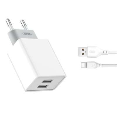 CARGADOR DE CORRIENTE 2X USB + CABLE USB-A A USB-C DE 1M