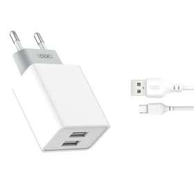 CARGADOR DE CORRIENTE 2X USB + CABLE USB-A A MICROUSB DE 1M CARGADOR DE CORRIENTE 2X USB + CABLE USB-A A MICROUSB DE 1M