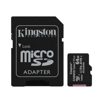 CARTÃO MEMORIA KINGSTON CANVAS SELECT PLUS MICRO SDXC 64GB + ADAPTADOR SD