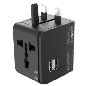 ADAPTADOR DE VIAJE UNIVERSAL - VOLTAJE 110V-240V - 2 PUERTOS USB 2.1A - CONEXIONES UK | EU | AUST | US ADAPTADOR DE VIAJE UNIVERSAL - VOLTAJE 110V-240V - 2 PUERTOS USB 2.1A - CONEXIONES UK | EU | AUST | US