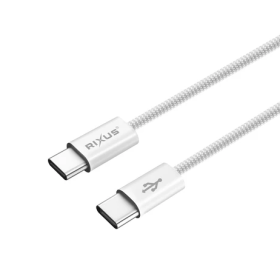 CABO DE CARGA TIPO-C PARA TIPO-C RIXUS RXUC15C – NYLON – 1M – BRANCO
