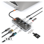 HUB USB-C 8 EM 1 PARA 1X USB 3.0 | 1X USB 2.0 | 1X HDMI | 1X RJ45 | 1X USB-C PD | 1X USB-C DATA 2.0 | 1X SD | 1X TF 8 IN 1