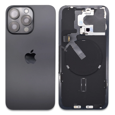 Tampa Traseira iPhone 15 Pro Max com Suporte Flash + Módulo de Carregamento Sem Fios ( Preto )
