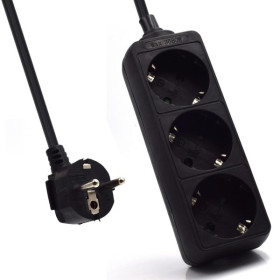 Extensión con 3 Tomas - Cable de 1,5 m - Negro Extensión con 3 Tomas - Cable de 1,5 m - Negro