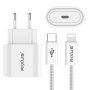 Carregador rápido Rixus RXHC20C USB-C para Cabo Lightning | 180CM | 20W | Branco