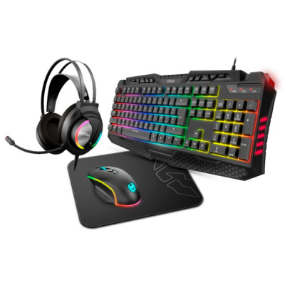 KRITIC RGB RAINBOW GAMING KIT – Teclado + Auriculares + Ratón + Alfombrilla