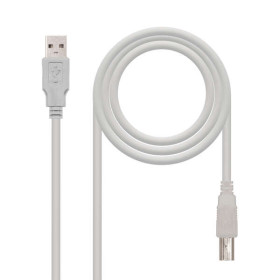 Cable Nanocable USB 2.0 para Impresora USB A (M) / USB B (M) 3m - Beige