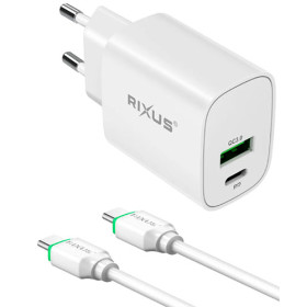 Cargador Rixus RX90CC USB-C a USB-C - 20W – Carga Rápida