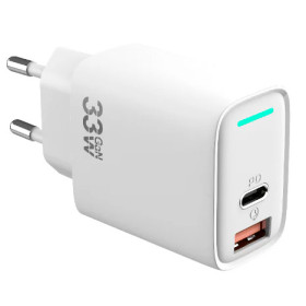 Adaptador Carregamento Rápido GaN 33W USB-C + USB-A